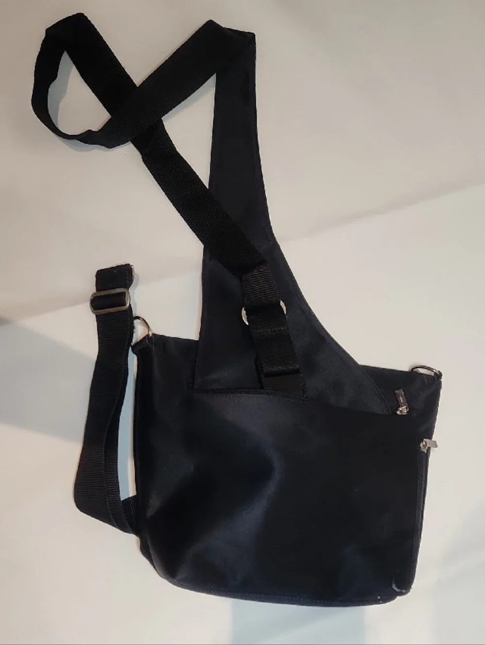 Vintage ESPIRIT Black Nylon Messenger Crossbody Bag